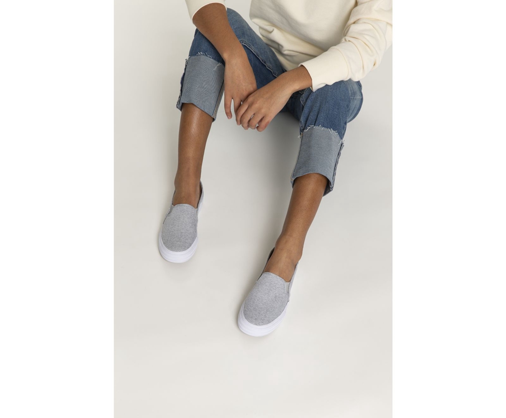 Slip Ons Keds Mujer Gris - Double Decker Heathered Woven - 182-ZRHBIC